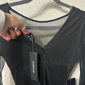 Bebe Elegant Black Mesh Top